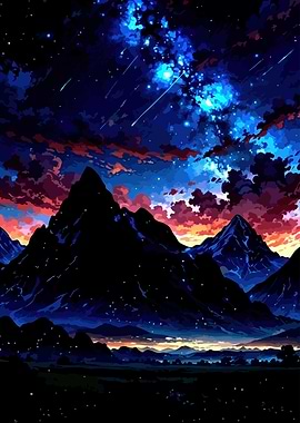 Night Sky Over Mountains