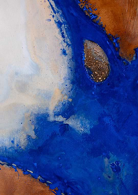 Abstract Blue and Bronze Painting