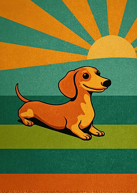 Dachshund Retro Art