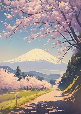 Mount Fuji Cherry Blossom Landscape