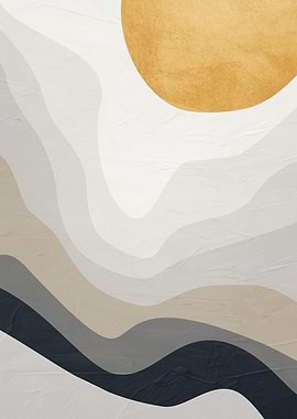 Abstract Landscape with Sun and Waves