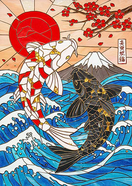 Koi Fish Stained Glass Art