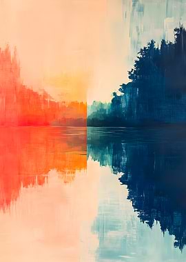 Abstract Landscape Reflection Painting