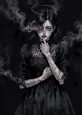 Silent Secrets: Dark Angel Portrait