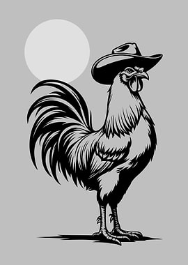 Cowboy Rooster Illustration