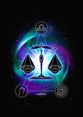 Libra Zodiac Sign with Cosmic Background