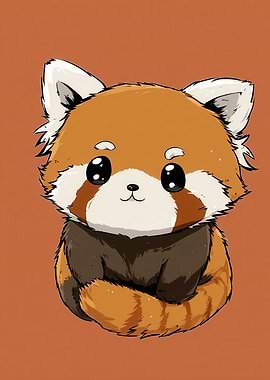Cute Red Panda Cartoon Illustration