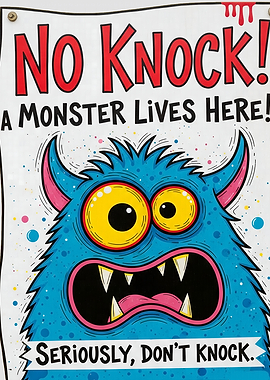 No Knock Monster Sign