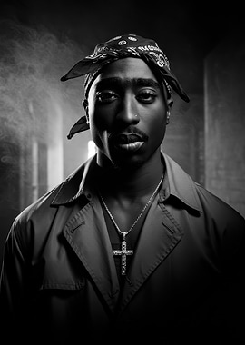 Tupac Shakur Black and White Portrait
