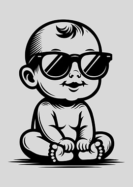 Cool Baby with Sunglasses Illustration