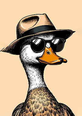 Cool Duck with Hat and Sunglasses