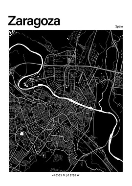 Zaragoza Black and White Map