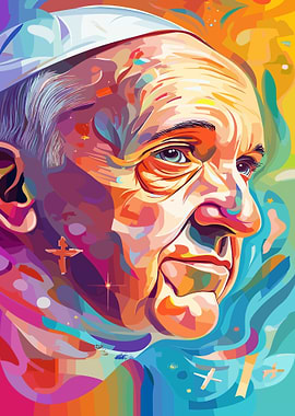 Pope Francis Colorful Portrait