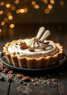 Pecan Tart with Cream Topping