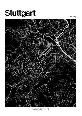 Stuttgart Black and White Map