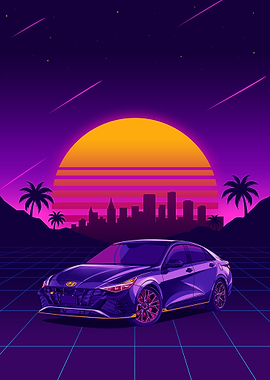 Retro Hyundai Elantra N Illustration