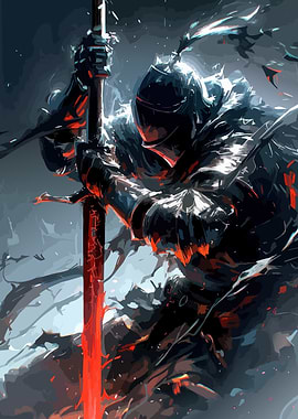 Dark Knight with Red Sword