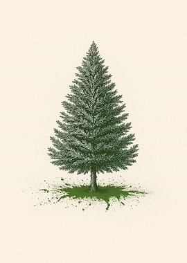 Detailed Evergreen Tree Illustration