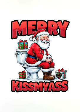 Merry Kissmyass Santa on Toilet