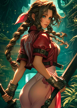 Aerith Gainsborough with Buster Sword