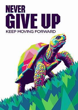 Colorful Turtle with Motivational Text