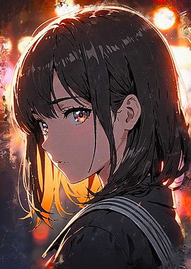 Anime Girl with Short Dark Hair