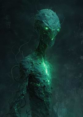 Eerie Green Alien Creature