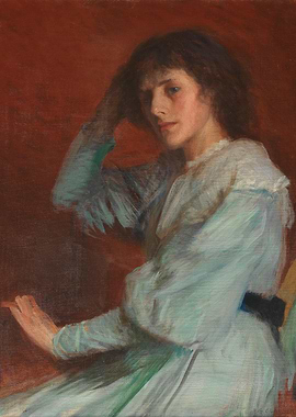 Portrait of a Woman in Blue Dress