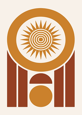 Abstract Sun and Geometric Shapes Art