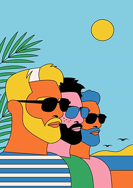 Three Men at the Beach