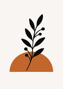 Minimalist Plant Art with Geometric Shape