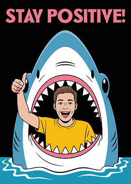 Stay Positive Shark Cartoon
