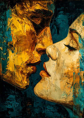 Abstract Kiss Couple Painting