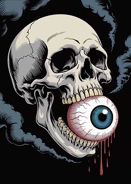 Skull Biting an Eyeball