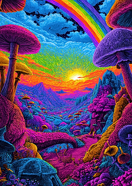 Psychedelic Mushroom Landscape