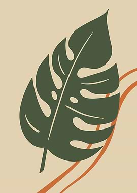 Monstera Leaf Minimalist Art