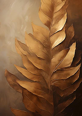 Golden Leaf Abstract Art