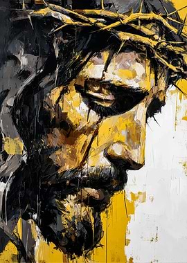 Jesus Christ Portrait with Crown of Thorns