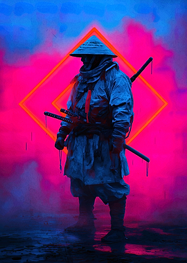 Neon Samurai Warrior