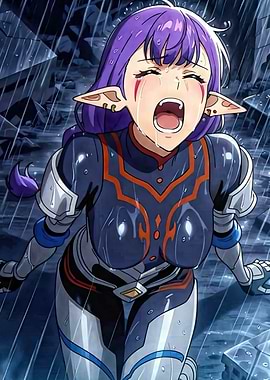 Crying Elf Girl in the Rain