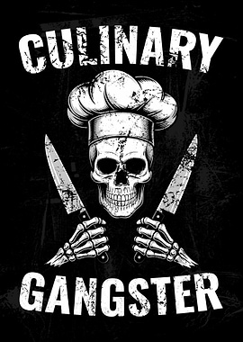 Culinary Gangster Skull Chef Illustration