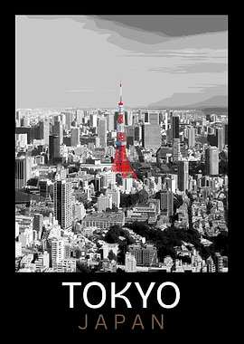 Tokyo Tower cityscape poster