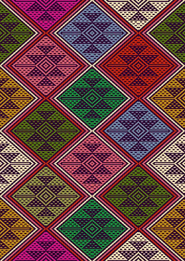 Colorful Diamond Pattern Textile Design