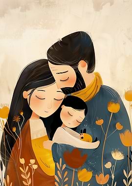 Family Hug Illustration
