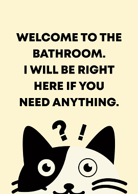 Funny Bathroom Cat Sign