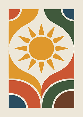 Retro Sun Geometric Art