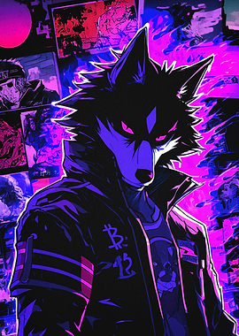 Cyberpunk Wolf Character
