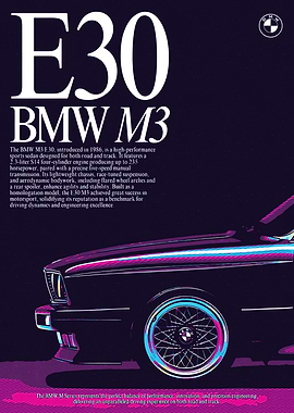 BMW E30 M3 Retro Art