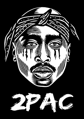 2Pac Black and White Portrait