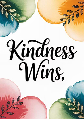 Kindness Wins Floral Watercolor Art